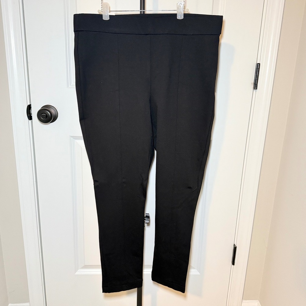 Anne Klein Jeans Tummy Control Ponte Pants Black Stretch Pull On Trousers XL